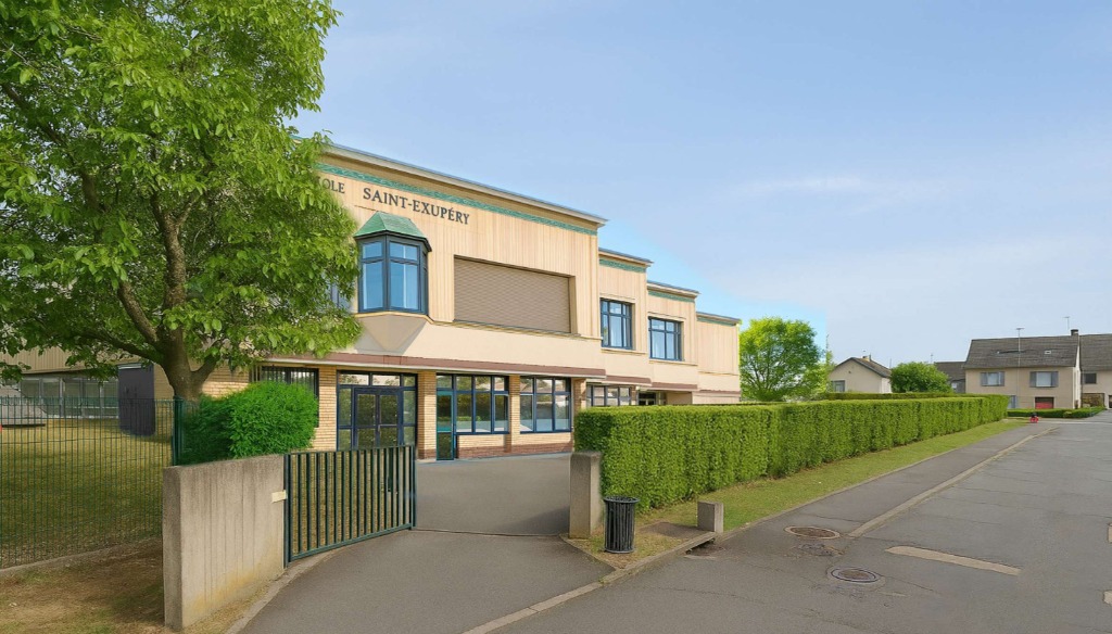 Façade réhabilitée de l’école élémentaire Antoine de Saint-Exupéry à Trappes